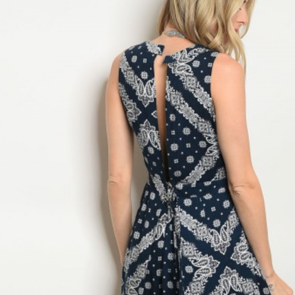 NAVY WHITE CASUAL JUMPSUIT DRESS - Picture 6 of 7